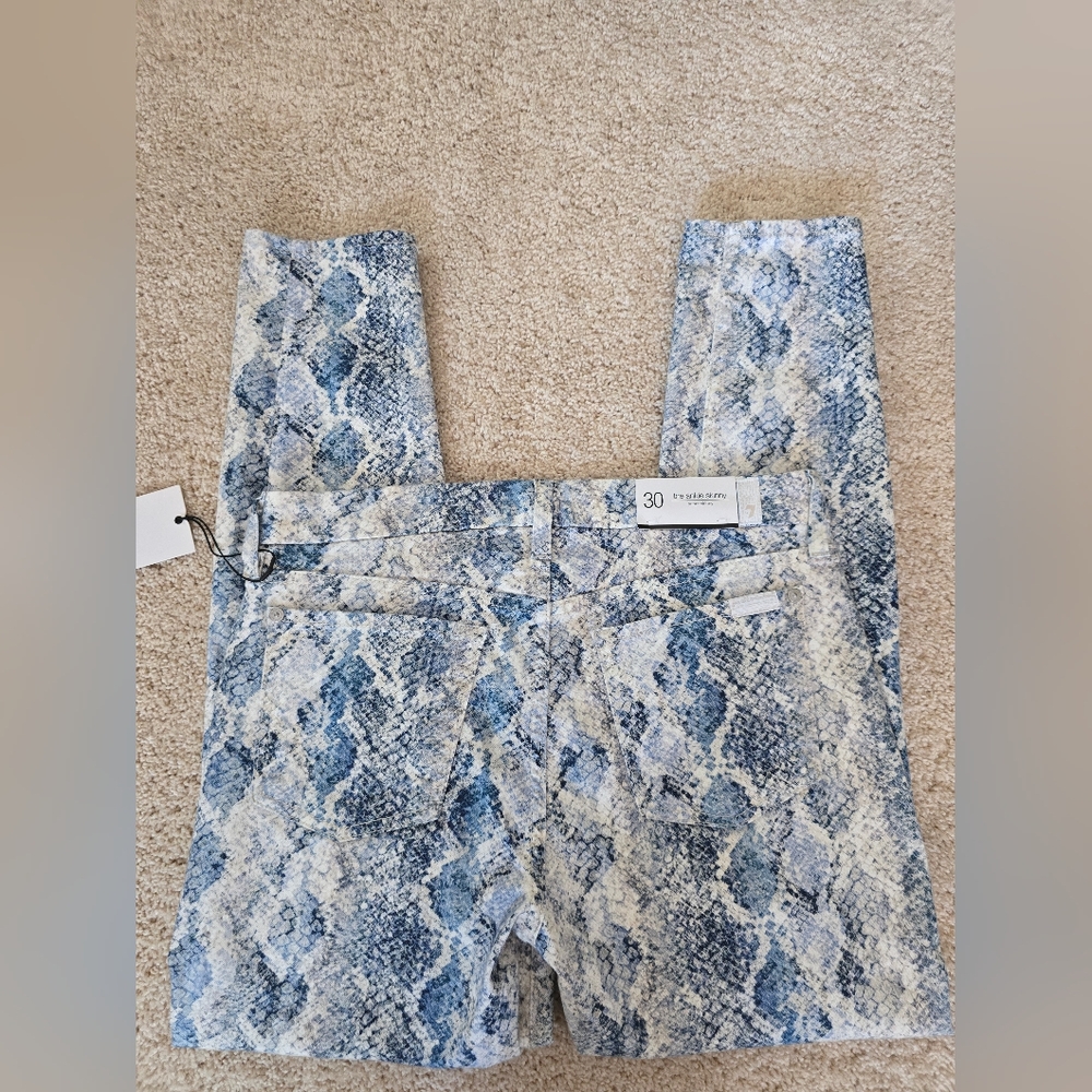 7 For All Mankind New Womens Size 30 Blue Snake Skin The Skinny Ankle - Picture 10 of 11